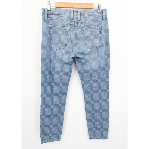 Current/Elliott Jeans Blue Distressed Checkered Grid Fling Slim Boyfriend 26 - Picture 13 of 14